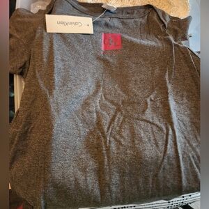 Calvin Klein Charcoal Gray Tee & Lounging Pants with Pink Logo